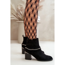 Bottines Isolées Pour Femmes Sur Un Talon Haut Avec Une Chaîne, Eco Daim Noir, Hanalen le noir 8