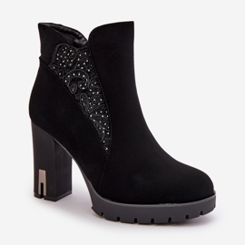 PS1 Bottines isolées à talon haut pour femme avec broderie, noir Verissae le noir 4