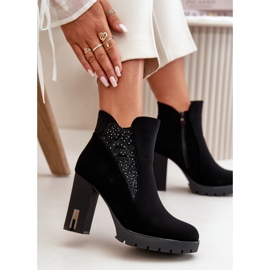 PS1 Bottines isolées à talon haut pour femme avec broderie, noir Verissae le noir 9