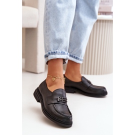 Zazoo 20174 Chaussures élégantes en cuir à talons plats pour femme, Noir 2