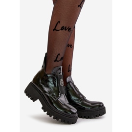 Zazoo 60451 Bottines en cuir pour femme avec décoration, noir verni le noir 1