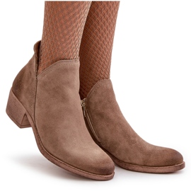 Zazoo 60475 Bottes à talons bas en daim pour femme, chauffées, beige foncé 10