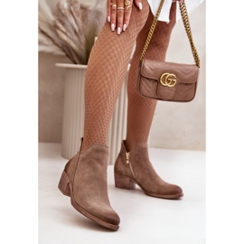 Zazoo 60475 Bottes à talons bas en daim pour femme, chauffées, beige foncé 2