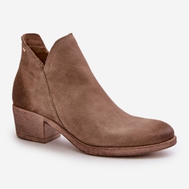 Zazoo 60475 Bottes à talons bas en daim pour femme, chauffées, beige foncé 4