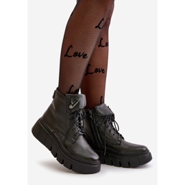 Zazoo 60511 Bottes en cuir pour femme sur plateforme, chaudes, noires 1