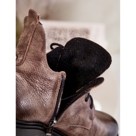 Zazoo 60309 Bottines plates en cuir pour femme Beige foncé 2 Zazoo 60309 Bottines plates en cuir pour femme Beige foncé 2