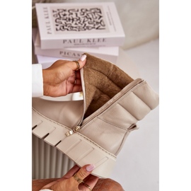 Zazoo 60512 Bottes en cuir avec fermeture éclair pour femme, chaudes avec feutre, beige clair 2