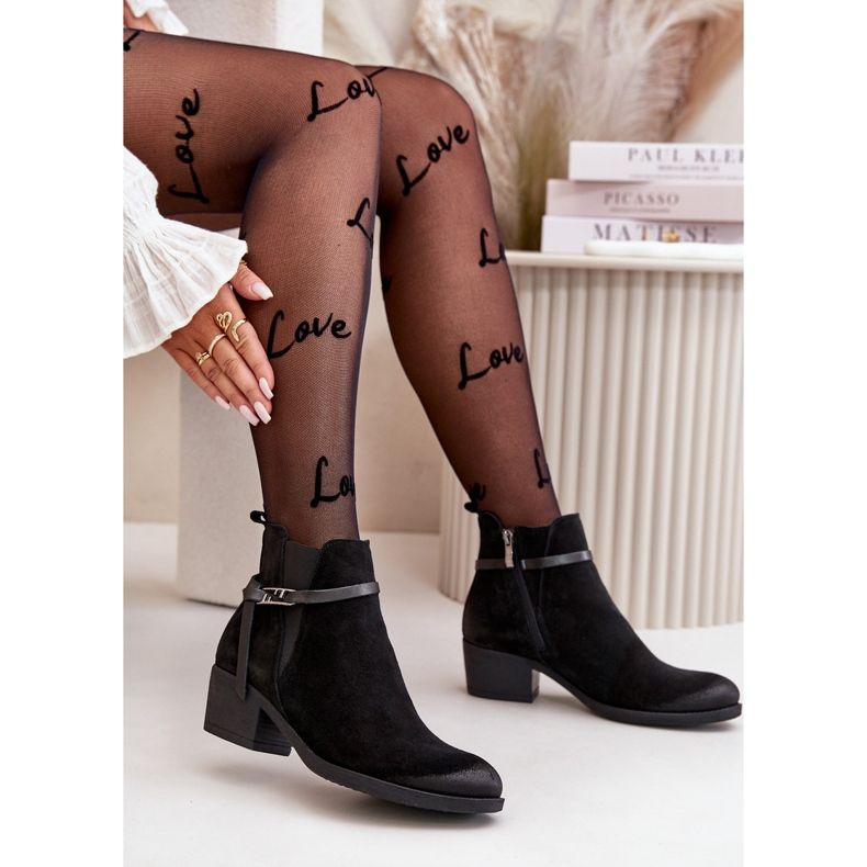 Zazoo 60478 Bottes à talons hauts en daim, isolées, fermées par une fermeture éclair, noir le noir 2