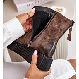 Zazoo 60369 Bottines en cuir sur plateforme pour femme, beige foncé 2 Zazoo 60369 Bottines en cuir sur plateforme pour femme, beige foncé 2