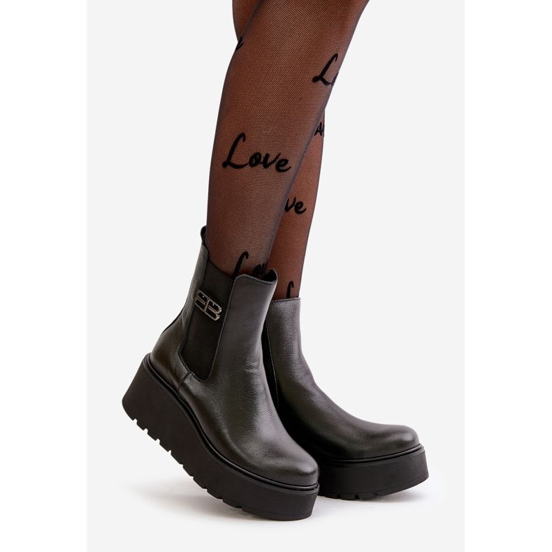 Zazoo 60498 Bottines Chelsea femme sur plateforme et compensées, noir 1