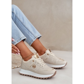 Chaussures de sport pour femmes doublées de fourrure, plateforme beige clair Lerisas 1