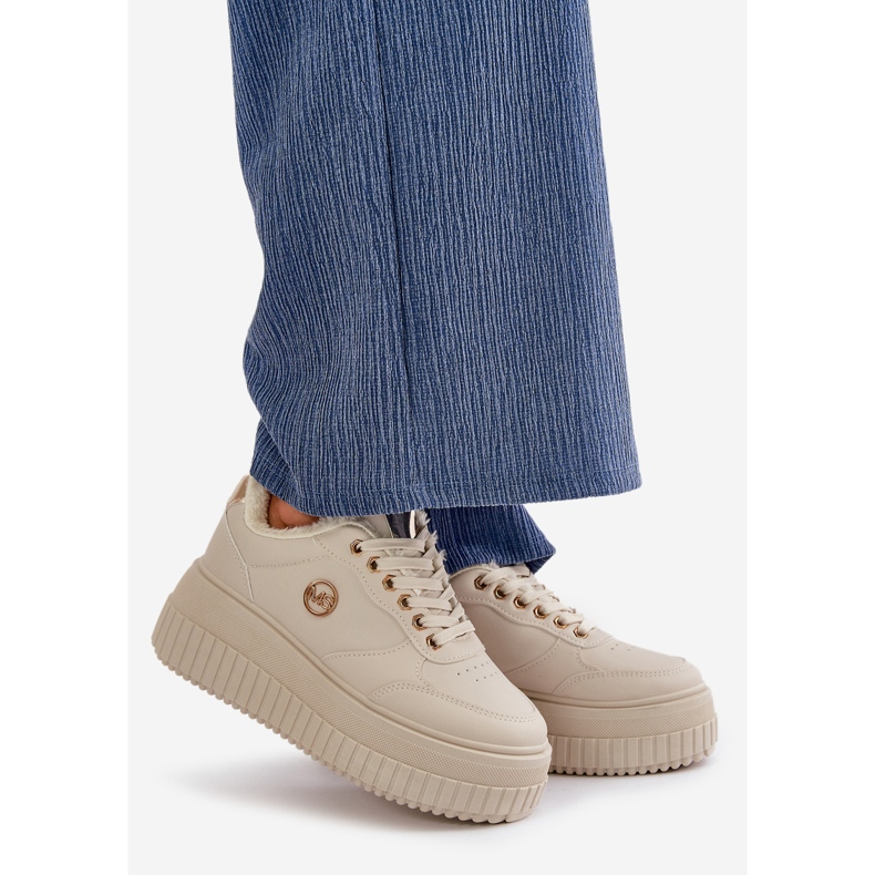 Baskets de sport isolées pour femmes avec semelle épaisse, beige Ardiela 1