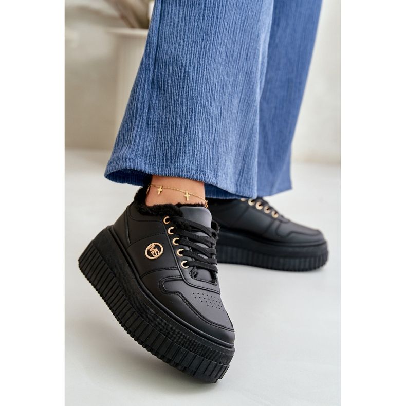 Baskets de sport isolées pour femmes avec semelle épaisse, noir Verissha le noir 2