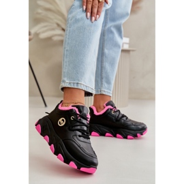 Chaussures De Sport Isolées À Lacets Pour Femmes Sur Plateforme Noir Blanc le noir 2