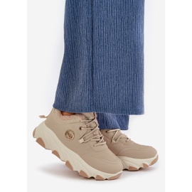 Chaussures de sport isolées à lacets pour femmes, sur plateforme, beige, blanc 1