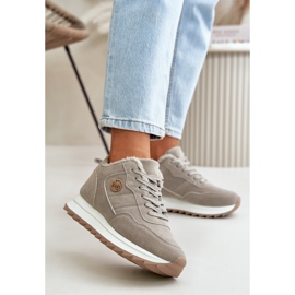 Chaussures de sport isolées en cuir sur plateforme, Gris Adite 2