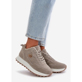 Chaussures de sport isolées en cuir sur plateforme, Gris Adite 1