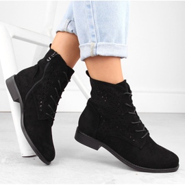 Bottines ajourées en daim pour femme, noires S.Barski HY42-136 le noir 4