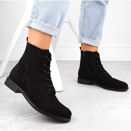 Bottines ajourées en daim pour femme, noires S.Barski HY42-136 le noir 5