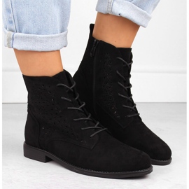 Bottines ajourées en daim pour femme, noires S.Barski HY42-136 le noir 6