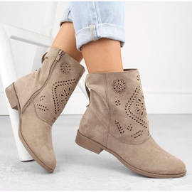 Bottines ajourées en daim pour femme, beige Jezzi MAM65-106 4