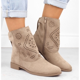 Bottines ajourées en daim pour femme, beige Jezzi MAM65-106 6