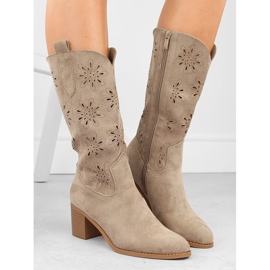 Bottines femme en daim ajouré beige Jezzi RMR2337-11 3