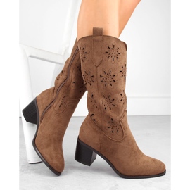 Bottines femme en daim ajouré, marron, Jezzi RMR2337-11 brun 2