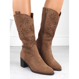 Bottines femme en daim ajouré, marron, Jezzi RMR2337-11 brun 4