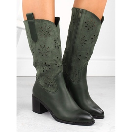 Bottines femme en daim ajouré, vert Jezzi RMR2337-11 4