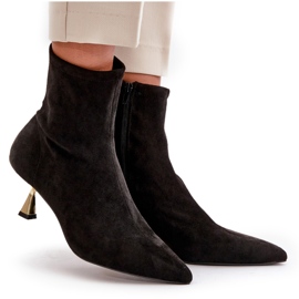 Bottes à talons hauts en daim écologique pour femmes avec bouts pointus, noir Irithare le noir 10