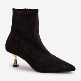 Bottes à talons hauts en daim écologique pour femmes avec bouts pointus, noir Irithare le noir 4