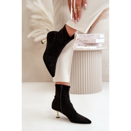 Bottes à talons hauts en daim écologique pour femmes avec bouts pointus, noir Irithare le noir 3