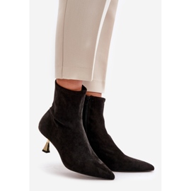 Bottes à talons hauts en daim écologique pour femmes avec bouts pointus, noir Irithare le noir 1