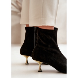 Bottes à talons hauts en daim écologique pour femmes avec bouts pointus, noir Irithare le noir 5