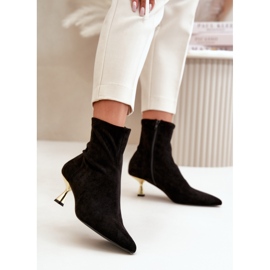 Bottes à talons hauts en daim écologique pour femmes avec bouts pointus, noir Irithare 2