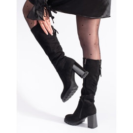 Bottines à talons en daim noir le noir 4