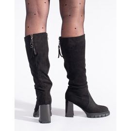 Bottines à talons en daim noir le noir 3