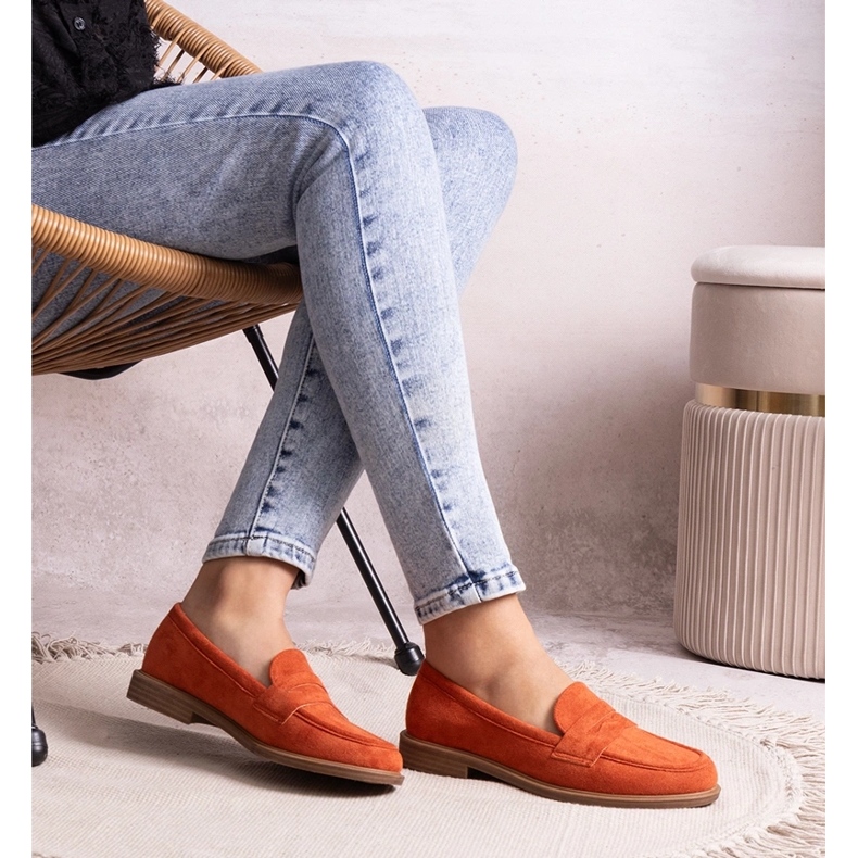 Mocassins en velours Miralona orange 1