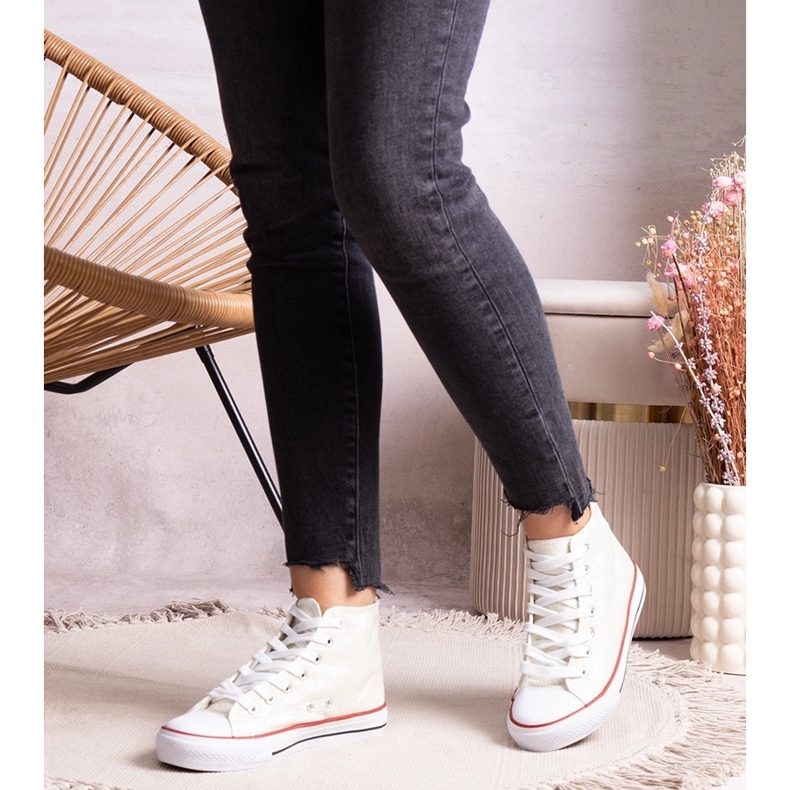Baskets montantes blanches en mesh brillant par Ranifali 1