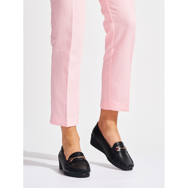 Mocassins compensés noirs 1