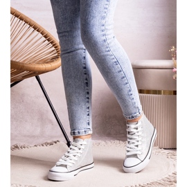 Baskets montantes argentées brillantes par Ranifali 1