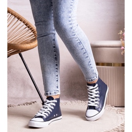 Baskets montantes bleu marine en cuir écologique par Boniface 1