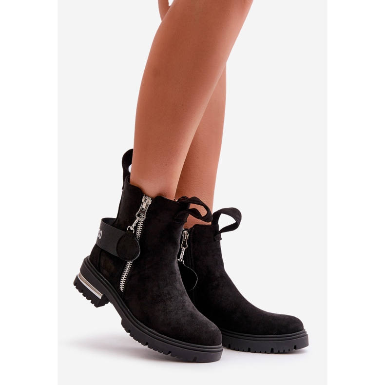 Bottines chaudes pour femme avec fermeture éclair Noir Calvaro le noir 1