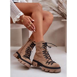 Bottes en daim chaudes nouées marron Pierro brun 10