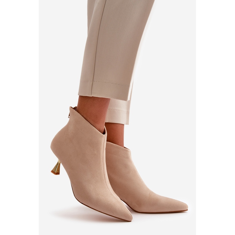 Bottes à talons hauts pour femmes Eco Daim Beige Terlena 1