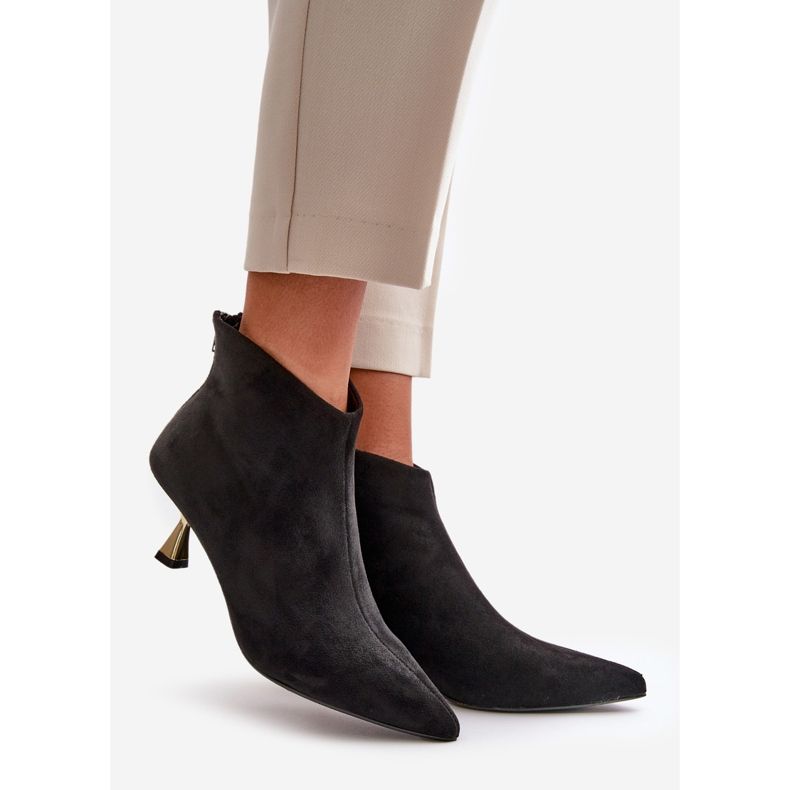 Bottes à talons hauts pour femmes en daim écologique noir Terlena 1