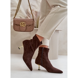 Bottes Pour Femmes Sur Un Talon Haut En Daim Écologique Avec Bouts Pointus Marron Irithare brun 3