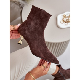 Bottes Pour Femmes Sur Un Talon Haut En Daim Écologique Avec Bouts Pointus Marron Irithare brun 9