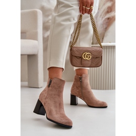 Bottes isolées en daim écologique pour femmes, à talon haut, fermées par une fermeture éclair, marron Erillia beige 2